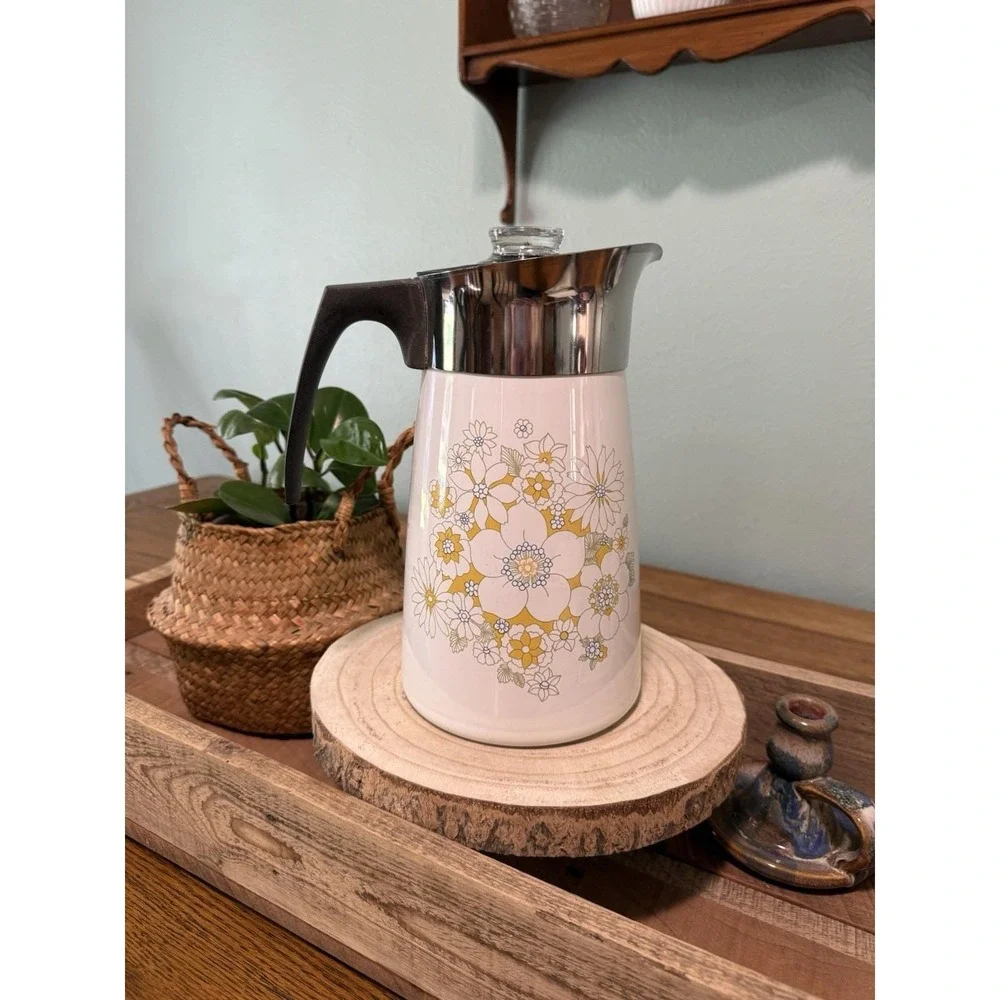 9 cup floral bouquet coffee percolator